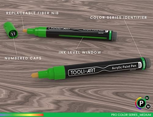 Tooli-art 22 akrilne markere boja Paint olovke Pro boje set serije 3mm Srednje tip za boksko slikanje, staklo, krigle, drvo, metalna, staklena boja, platno, platno. Netoksična, posuda za vodu, brzo sušenje