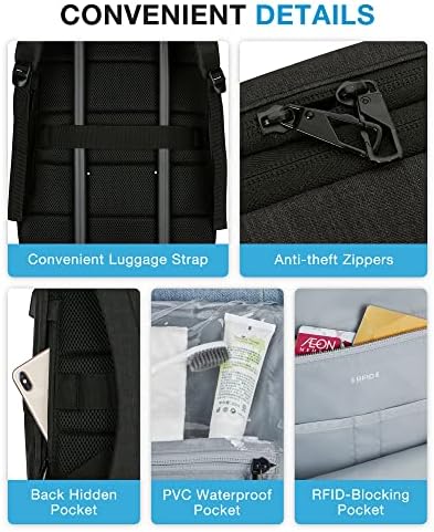 BAGSMART ruksak za Laptop za muškarce i žene putni ruksak sa USB priključkom za punjenje odgovara 17.3 inčnom kompjuterskom proširivom ruksaku velika torba za knjige za poslovno putovanje na Fakultetu, Crna