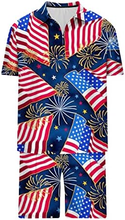 Ymosrh Muške polo majice Dan nezavisnosti Kratki setovi Outfit Majica Sjedinjene Američke Države Patriotske kratke hlače s kratkim rukavima