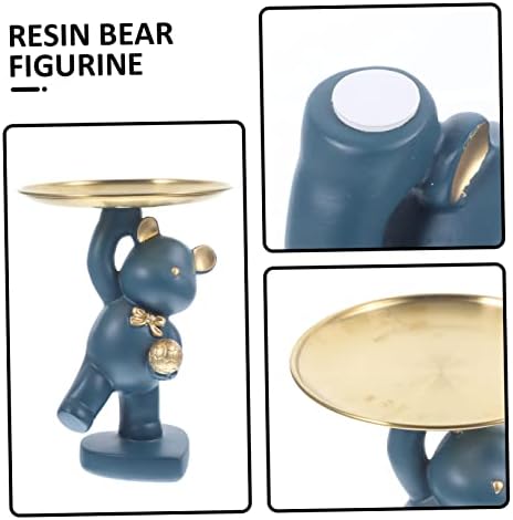 Yardwe Bear Resin Statue Watch Resin ladice Skulpture Početna Dekor Candy ploča Ladica desktop medvjeda ukras