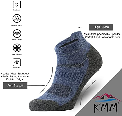 KMM muške merino vune no show čarape sa jastukom kratkim tablicama Comfy ljeto za golf loafer tenisica casual staza