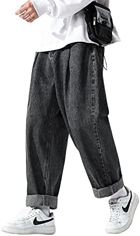 Dowoslava Muška djela Jeans Casual Hip Hop teret Solid Bool Loot Fit Ravne široke noge pamučne pantalone sa patentnim zatvaračem