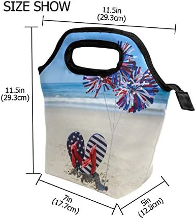 Torba za piknik za ručak Patriotska zastava SAD-a sa japankama kutija za ručak izolovana hladnjača vodootporna
