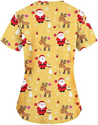 Božić T-Shirt radna uniforma Tops za žene Holiday štampani Tops Plus Size Stretch Workwear Santa Elk