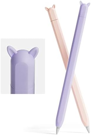 2 paketa slatka futrola za uši silikonska Navlaka za kožu Apple Pencil 2nd generacije dodatna oprema kompatibilna sa iPad Pro 11 12.9 inch,Pink & amp; Purple