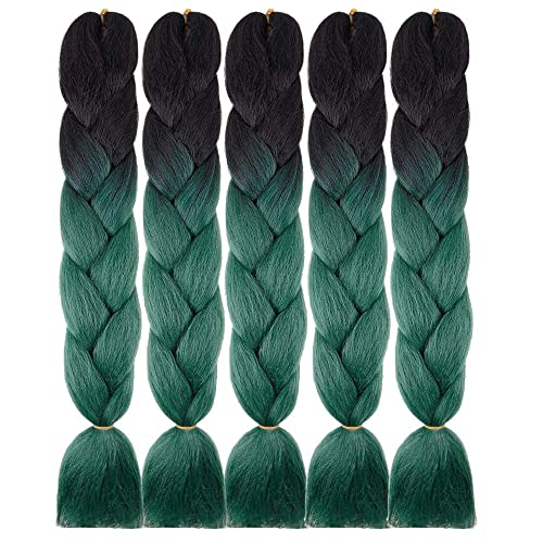 Jumbo pletenica vlakna za kosu svilenkasta šarena Twist pletenica kosa 3kom crne zelene boje