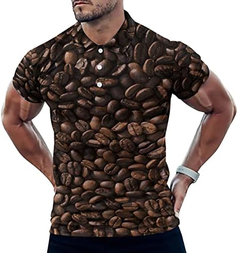 Polo majice od kafe u zrnu za muškarce kratki rukav dugme up muscle Fit košulja na plaži sa modnim
