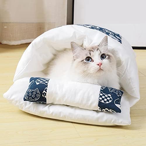 Leefasy japanski stil kreveti za mačke potrepštine za kućne ljubimce Kitty sa jastukom Mat Plish Hideaways odvojive slatke mačke vreće za spavanje za kućne ljubimce na otvorenom, S