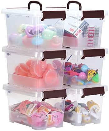 Oiulo Clear Storatch kutija, 4.5 kvadrat plastičnih kandidara sa poklopcima za zaključavanje i ručicu, 6 pakovanja kućište za pohranu za skladištenje za pohranu za pohranu za igračke, grickalice, kozmetika