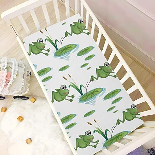 Frogs Crib listovi za dječake Dječji paket i reprodukcijski listovi super meki mini listovi krevetića sabirni