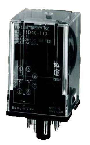 Nte Electronics R02-11d10-24 R02 serija Višekontaktni DC relej opšte namene, Dpdt kontaktni aranžman, 10 Amp, 8-pinski oktalni utikač, 24 VDC