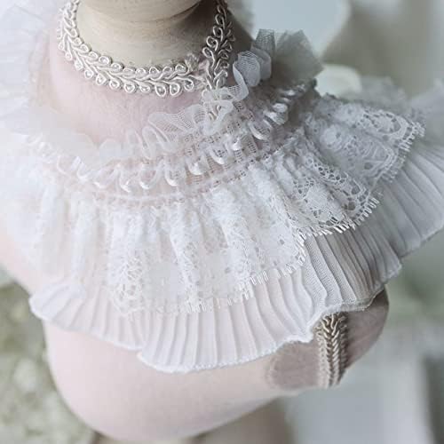 1 dvorište dvostruko slojevi bijele čipke tkanine šivanje obrtaju ruffle trim rub rub rubbon DIY haljina ovratnika za vjenčanje
