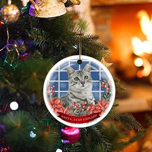 Božićni ukrasi za jelku Pet's Name Cat Božić Ornament uspomena Ornament Home Decor vijenac viseći privjesci okrugli keramički Božićni ukrasi