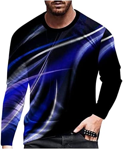 Košulje s dugim rukavima za muškarce Casual okrugli vrat Pulover linija 3D tiskane majice za bluze