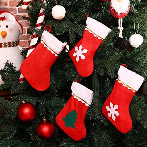 30 komada Božićne čarape Dekoracija Crvene bijele božićne čarape Xmas Čarape Božićno drvce Viseće ukras za odmor Xmas Party Tree Tree Platni ukrasi, 7,1 x 5,9 inča