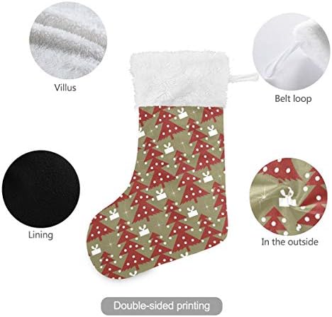 Alaza Božićne čarape Crveno božićno stablo Uzorak Classic Personalizirano Veliki ukrasi za skladištenje za obiteljski odmor Sezona Party Decor 1 Pack, 17.7 ''