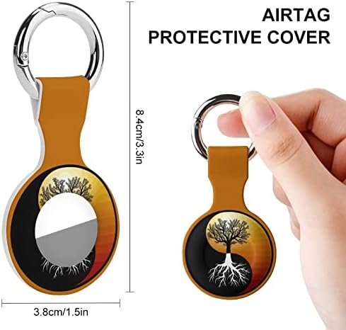 Zaštitna futrola Yin Yang Tree Symbol kompatibilna za AirTag sa privjeskom za ključeve protiv izgubljenog lokatora Silikonski držač za ovratnik za prtljag za novčanik Cat Dog Pets