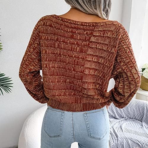 Slatki džemperi dugi rukav dugački debeli pleteni vrhovi udobne osnovne jednostavne majice za žene