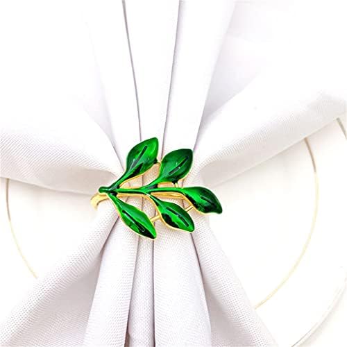 YFQHDD 10pcs Hotel Green Leaf Sapkin prsten Kineski salveta kopča prsten za spavanje ubrusu Dekoracija tablice