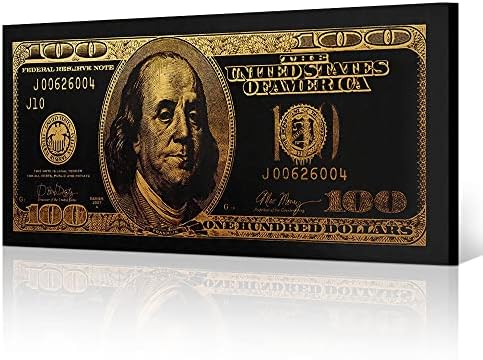 Samo udahnite 100 dolara novčanica zidna Umjetnost crno zlato kancelarijski dekor novac platnena zidna Umjetnost