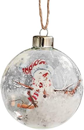 8cm / 3in 9cm / 3.5 u Božićnoj dekoraciji prozirno staklena lopta umetnuta od cigle božićna lopta bijeli snjegović pentagrami božićno drvo privjesak ukrasni lanac za viseća svjetla