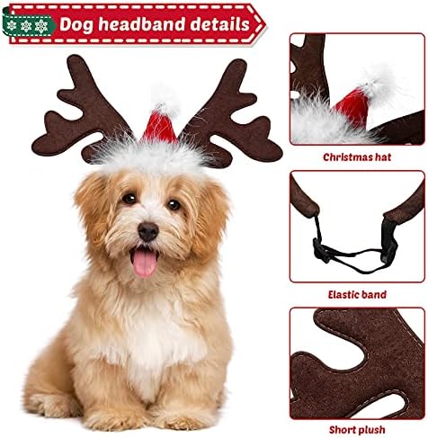 3 komada božićnog ljubimca kostim pasa Santa šešir koji se postavlja božićni jeleni rožov pasa za glavu za glavu za pse psa Elk Hat Headwear Xmas PET pleteni šal za slatka pasa štenad cat božićna oprema za božićne opreme