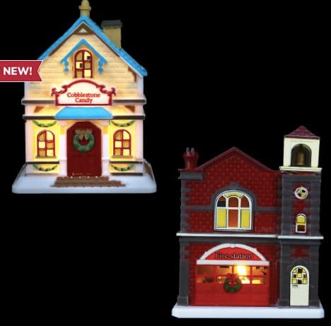 Božićna selo - šest plastičnih zgrada svjetlosti