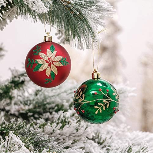 Valery Madelyn 35ct 70mm Tradicionalni crveni zeleni zlatni Božićni ukrasi ukrasi dekor, ukrasi božićne