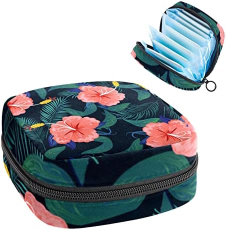 Torba za čuvanje higijenskih uložaka, prenosiva menstrualna torba za žene i djevojčice torbica za menstrualne čašice, Hawaii flower Leaves Tropical Modern