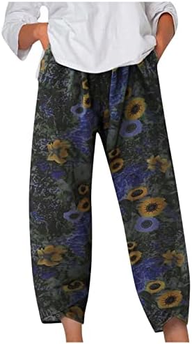 Annhoo Womens Hlače Grafičke hlače za dame Lannen Lounge Striped olovka ravna noga pada ljetna hlače JX