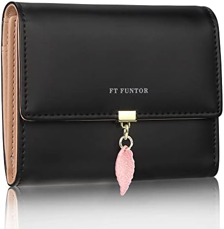 Ft FUNTOR RFID novčanici za žene, držač za listne kartice Trostruki ženski novčanici novčići džep sa zatvaračem sa ID prozorom mala veličina siva