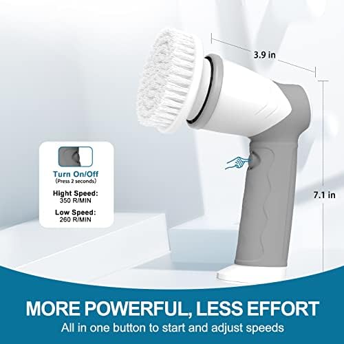 Električni špirt, Daesung Električni piling za kupaonicu Električna četkica za čišćenje sa 5 zamjenjivih glava za čišćenje, LED displej, tuš sa šljokicama za čišćenje maltera / kade / pločica / sudoper / prozor