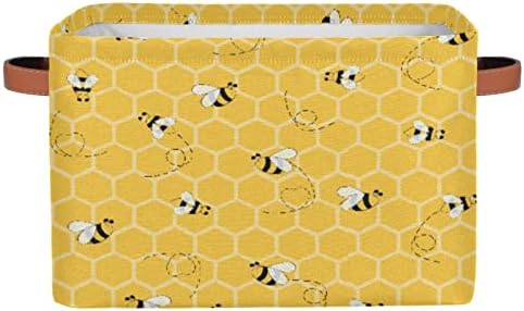 Žuta pčela košarica za pohranu sa medokonom policama pčelinji dekor za spavaće sobe Punjena životinja vodootporna kutija za pranje rublja košarica s ručkom za kućnu ormaru za ormar u kancelariji poklon-1pcs