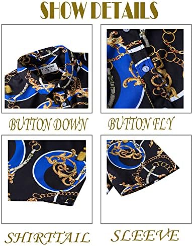 FOHEMR MENS luksuzne outfit set crne zlatne košulje i kratke hlače 2 komada lanac za ispis barokne tipke dolje odijelo sa kape