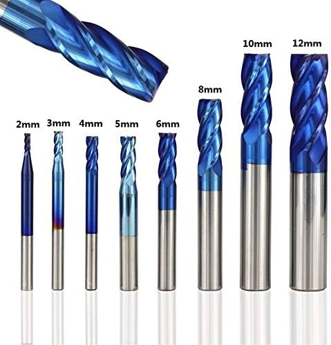 Xmeifei dijelovi set burgija 8kom 2-12mm Nano plavi obloženi karbidni krajnji mlin 50 CNC ruter Bit 4fluta spiralna kraj glodalica CNC glodalice duge burgije