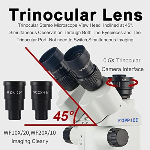 KOPPACE 3.5 X-90x Stereo mikroskop Trinokularni interfejs 0.5 X Gore i dolje LED izvor svjetlosti.