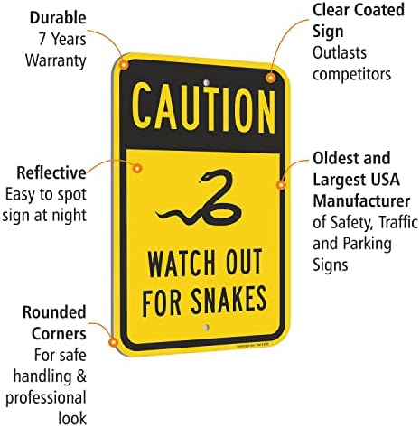 SmartSign Oprez Pazite na ZNakes znak - 2 pakovanja, 18 x 12 inča, 2 mm aluminijski kompozit, unaprijed izbušene
