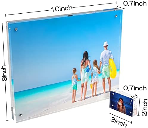 8 x10 inča Akrilni okviri za slike - Desktop bez okvira okvira sa magnetnim dvostranim prozirno za zabavu Porodično putovanje Foto suveniri, 3 pakovanja 10 x 8 inča + 1 pakovanje 3 x 2 inča