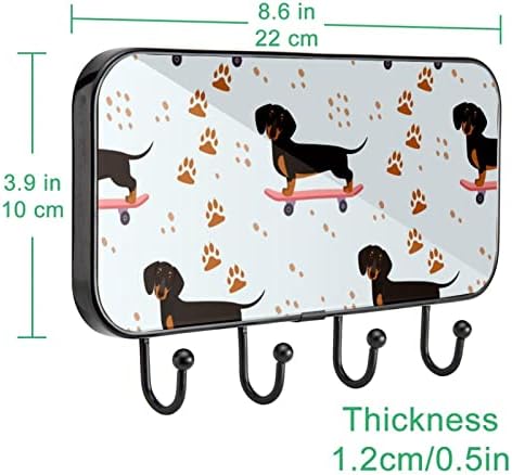 Ljepljivi kukiča od nehrđajućeg čelika za ručnik kaput zaglavljene u kupaonici ili kuhinji Smiješni psi jazavčasti na skejtbordu