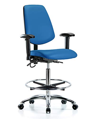 LabTech sjedeća LT41228 ESD Vinilna stolica sa visokom klupom sa srednjim leđima hromirana