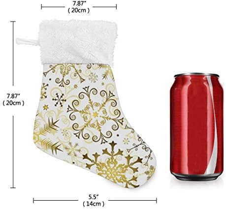 Alaza Božićne čarape Božićne patter Zlatne snežne pahulje klasično personalizirano male uređenje skladištenja za obiteljski odmor sezona zabava od 4,7,87