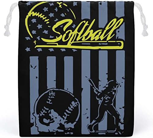 Softball US zastava platnene torba za pohranu za višekratnu guzicu za povuku vrećice Torba