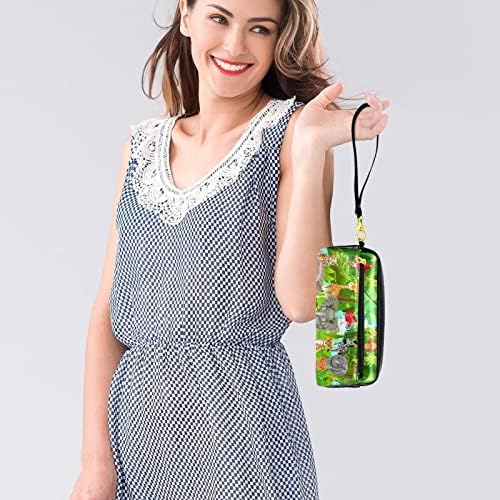 Mala vrećica za šminku, patika za zipper Travel Kozmetički organizator za žene i djevojke, crtani iz crtanih iz džungle