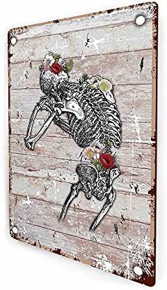 Anatomija cvijet ljudskog kostura cvjetna Rustikalna seoska kuća Retro metalni zidni znak dekor, kućni Studio