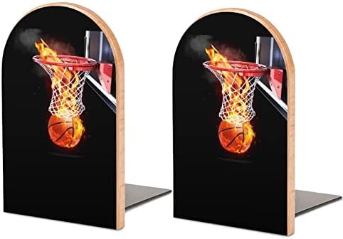 Vatra i košarka Drvo knjiga završava 2 kom neklizajuće drvene Bookends za kućnu kancelariju dekor teške knjige / CD / Filmovi 5 x3. 1x3.9