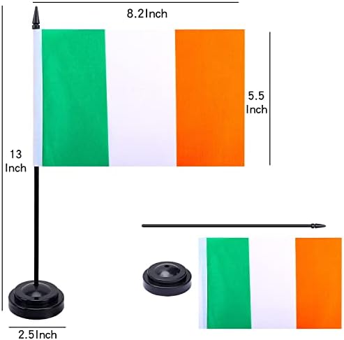 FWIW Irska Irska zastava Irska stola zastava Mala Mini Irska Office za zastave sa postoljem za postolje, st. Patrick-ov