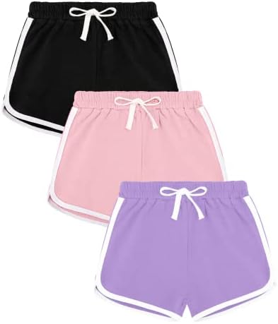 Auranso Toddler Boys Girls Aktivne trke za trčanje 3 spakiranje Dječje pamučne plaže Sportske casual kratke hlače
