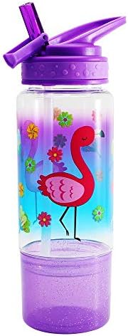 Home Tune 18oz kids water Drinking Sip Bottle-Tritan BPA besplatno, Flip slamnati poklopac, lako otvoren, lagan, pretinac za užinu, nepropusna flaša za vodu sa simpatičnim dizajnom za djevojčice & amp; Boys-Flamingo