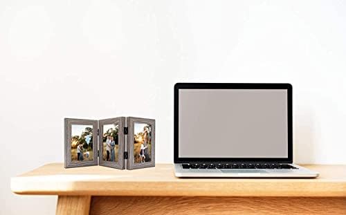 Frametory, 4x6 Trifold okvir za slike sa šarkama okviri za fotografije tri sklopivi okvir stoni stakleni