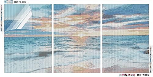 Instarry 5D Dijamantska slika puna bušilica triptih morski pejzaž mozaik ukrštenih šavova moderni Setovi za izradu zidova 59, 1x23, 6 inča